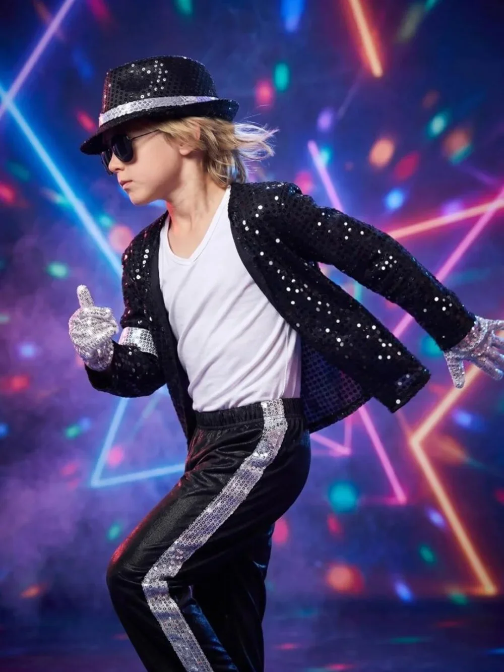 Kids 80s 90s Dance Star Costume - Boys Pop Stage Outfit for Halloween Fun